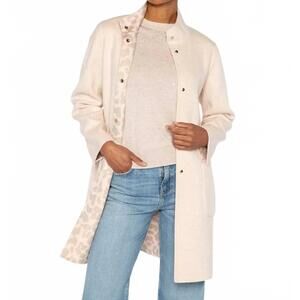 NEW KINROSS reversible leopard print coat in cameo multi